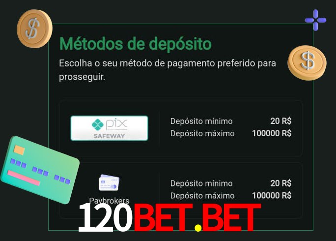O cassino 120bet.bet oferece uma grande variedade de métodos de pagamento